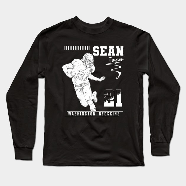 Sean taylor || White retro Long Sleeve T-Shirt by Aloenalone